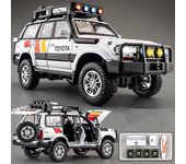 Nuevo modelo de coche de aleación Toyota Land Cruiser LC80 1/24, vehículo todoterreno de metal fundido a presión, modelo de coche, simulación de sonido y luz, juguete de regalo para niños blanco