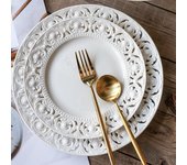 Platos de cerámica con relieve hueco, ligeros, de lujo, para restaurante, para carne, té de la tarde, postre, aperitivo, vajilla exquisita.