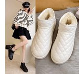 Botas de nieve para mujer, botas cálidas de felpa para invierno, zapatos impermeables sin cordones para mujer, zapatos planos informales para invierno, botines para mujer 36 negro