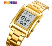 Reloj SKMEI para hombre, reloj electrónico multifunción Digital con esfera cuadrada y banda de acero para negocios para hombre negro