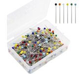 100 piezas/caja de alfileres de cabeza de vidrio redondos de colores, agujas de posicionamiento de empuje recto para coser accesorios para herramientas de bricolaje de confección