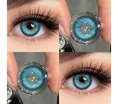 2 lentes de contacto de color de 0 a -8,00 grados, hermosas y cómodas, para maquillaje de ojos con miopía, 14,0/14,2/14,5 mm 0 azul