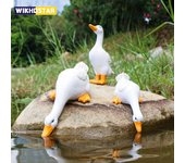 Estatuas de Pato Adorno de Paisaje Modelo de Simulación de Animal de Granja Estatua Juguete Figura Escultura Decoración Interior para el Hogar