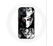 Coque pour Iphone 14 Sangoku Naruto Luffy one piece Dragon Ball Z fond noir et blanc anime manga