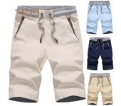 (M-5XL) Ropa de hombre Pantalones cortos con cordón de verano Deportes Ciclismo Pantalones de chándal de playa Quintos pantalones M negro