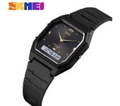 SKMEI Reloj electrónico digital ultrafino Pantalla dual Unisex 3 Modo de hora Fecha Semana Reloj despertador 5ATM negro/plata