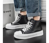 Zapatos vulcanizados de caña alta para hombre, botas Chelsea negras resistentes al desgaste, zapatillas de cuero con cordones, zapatos de tendencia primavera otoño 39 marrón