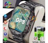 Reloj inteligente militar resistente con GPS para hombre, nuevo, 2024, con Bluetooth, llamadas, monitoreo de salud, voz IA, deportivo, resistente al agua Silica gel negro