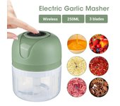 Triturador de ajo de 250 ml, picador de ajo eléctrico portátil, procesador de alimentos USB, utensilios de cocina, batidor de ajo inalámbrico