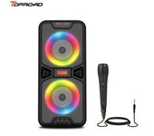 TOPROAD 20W Altavoz Bluetooth inalámbrico portátil al aire libre Boombox bajo columna gran altavoz de fiesta en casa compatible con Radio FM luces LED negro