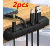 Organizador de cables de 2 piezas, soporte de cables, enrollador de cables USB flexible, clips de silicona para ratón, teclado, protector de auriculares