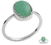 Anillo de plata 'Cléopatra' aventurina verde plata (rodiada) - 12x9 mm 54