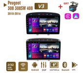 Radio de coche Android 2Din para Peugeot 308 308SW 408 2010-2016, unidad principal multimedia Carplay con WIFI, navegación estéreo 2+32 GB 1+16GB negro
