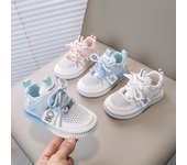 Novedad de verano, zapatillas de deporte para niños, zapatos blancos pequeños para guardería, zapatos transpirables de malla única para niñas, zapatos de tablero para niños 21 azul