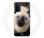 Coque pour Oppo A74 Chat Siamois Noir et blanc aux Yeux Bleus