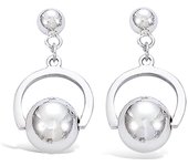 Les Trésors De Lily [H5503] - Boucles Argent 'Billes' argenté (rhodié) - 20x11 mm plata