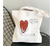 Harajuku Red Love Bolso Bolso de hombro Ocio Compras Chicas Bolso Damas Elegante bolso de lona 24*26cm