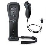 2 en 1 Wii One Controller Motion Plus Nunchuck de movimiento incorporado para Wii Negro