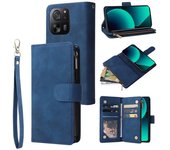 Funda a prueba de caídas para teléfono móvil Xiaomi 13T / 13T Pro / Redmi K60 Ultra, con cremallera, tarjetero, funda de cuero
