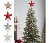 Adorno de estrella de plástico para árbol de Navidad, estrella brillante para decoración del árbol de Navidad M plata