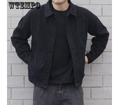 Chaqueta corta vaquera negra para hombre, chaqueta vaquera, abrigos, cortavientos informal, bolsillos, mono, bombardero, ropa de calle, ropa de abrigo para hombre M