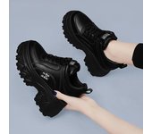 Zapatos casuales para mujer, zapatillas de deporte de moda con cordones, botas de nieve con plataforma, botas de invierno para mujer, zapatos cálidos de felpa para mujer 35 negro
