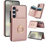 Funda de cuero con tarjetero y anillo para Samsung Galaxy S24 Ultra S23 Plus S22 S21 FE A55 A15 A14 A54, funda con soporte RFID For Samsung S22 negro