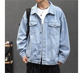 Nueva chaqueta vaquera para hombre, abrigos vaqueros Vintage, ropa de calle, chaqueta vaquera a la moda para hombre, abrigo vaquero con cuello vuelto, chaqueta Bomber de algodón M