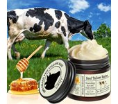 Bálsamo de sebo de res alimentada con pasto: humectante multiusos sin perfume con aceite de oliva y vitamina E para el cuidado de la piel seca. 1PC