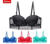 Julexy BC Cup-Sujetador de encaje Sexy, sujetadores ajustables para mujer, ropa interior push-up, Bralette 85C rojo