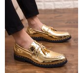 Zapatos de Vestir Oxford de Estilista para Hombre de Cuero Brillante Dorado Negro para Hombre Otoño Primavera Brogues de Fiesta de Lujo Mocasín de Negocios 6