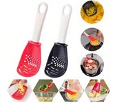 Cuchara de cocina multifuncional, colador de cocina, pala para cortar ajo, orificio para colgar, prensa de ajo, herramienta para huevos, accesorio de cocina