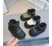 Botas de nieve para niñas, botas de invierno de algodón grueso y acolchado para niños, zapatos para niños pequeños, zapatos cálidos de algodón para hombres. 15 negro