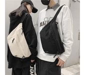 Bolso deportivo de nailon para el pecho, bandolera de hombro para estudiantes masculinos blanco