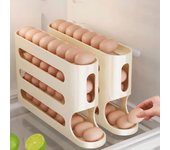 Rejilla para huevos de 4 niveles para frigorífico, contenedor automático para guardar huevos, dispensador de huevos para cocina, organizador para frigorífico amarillo