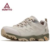HUMTTO Zapatos deportivos de cuero genuino para hombre, zapatos de senderismo antideslizantes, zapatillas de seguridad para exteriores de invierno, botas de trekking transpirables para hombres 39 gris/amarillo