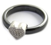 Bague argent 'Love' noir (céramique) 52 plata