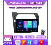 Radio de coche Android de 9 pulgadas para Honda Civic Hatchback 2006-2011 reproductor de vídeo Multimedia para coche Radio estéreo navegación GPS WIFI 1 + 16GB