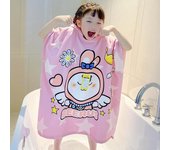 Toalla de playa con capucha para niños, 100% algodón, suave, de secado rápido, absorbente, uso para natación, piscina, baño, poncho 120*60cm color rosa