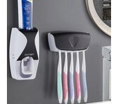Dispensador automático de pasta de dientes, soporte de pared a prueba de polvo para cepillos de dientes, exprimidor de Set de accesorios de baño, 2 uds. naranja