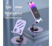 Soporte giratorio para teléfono totalmente metálico: Ideal para transmisión en vivo, ver programas, estudiar o usar con manos libres. Luxury Gray [124g]