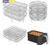 Rejilla apilable para freidora de aire de tres niveles Rejillas para hornos Bandeja de acero inoxidable Accesorios para freidoras de aire Aparatos de cocina Herramientas para hornear Circular