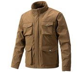 Chaqueta táctica de otoño e invierno para hombre, cortavientos para exteriores, cálido y resistente al viento, con capucha, abrigos de trabajo informales a la moda L azul marino