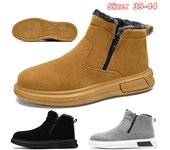 Botas de nieve de invierno para hombres y mujeres, zapatos de algodón cálidos para exteriores, botas altas cálidas de felpa hasta el tobillo, zapatillas de deporte para hombre 39 negro