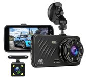 E-ACE coche DVR cámara automática de 4 pulgadas Dashcam grabadora de vídeo de doble lente FHD 1080P cámara de visión trasera registradora No TF Card blanco