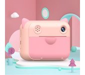 Cámara de impresión instantánea para niños, cámara de vídeo Digital 1080P, lente de cámara Dual de 12MP, pantalla LCD de 2,4 pulgadas color rosa