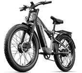 Bicicleta de montaña eléctrica Shengmilo S600, 2000 W, batería Samsung de 48 V y 17,5 Ah, velocidad máxima de 45 km/h, frenos hidráulicos, neumáticos anchos de 26 , suspensión completa, pantalla LCD, IP45 48V 2000W 17.5Ah gris