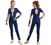 Mono de baile de Jazz para niños y niñas, Mallas de gimnasia acrobacia, ropa deportiva brillante con diamantes de imitación, mono de patinaje sobre hielo 9-10 Years negro