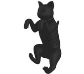 Infusor de té de silicona para gatos, elaboración de cerveza sin complicaciones, apto para lavavajillas, colador de té de hojas sueltas portátil, tetera, accesorios de cocina negro