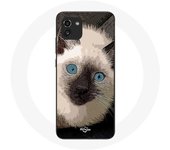 Coque Samsung Galaxy A03 Chat Siamois Noir et blanc aux Yeux Bleus